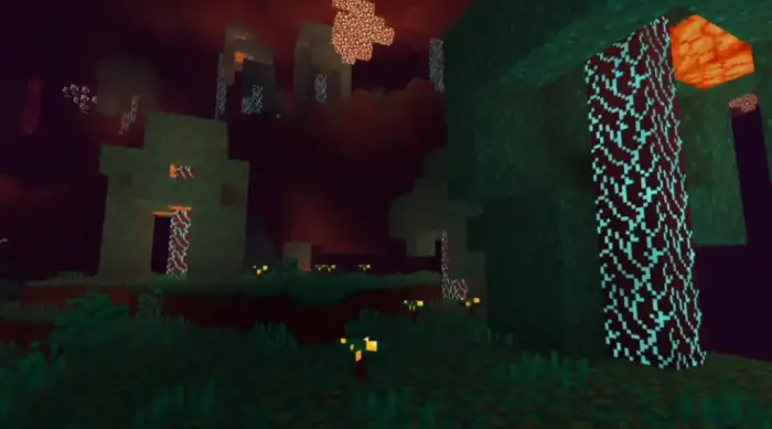 Glowing forest with vibrant, realistic lighting