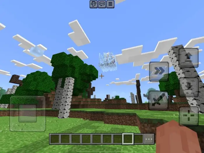 Glitchy floating object in a forest landscape