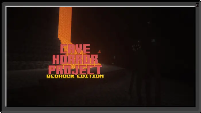 Creepy cave scene with lava and shadowy mobs