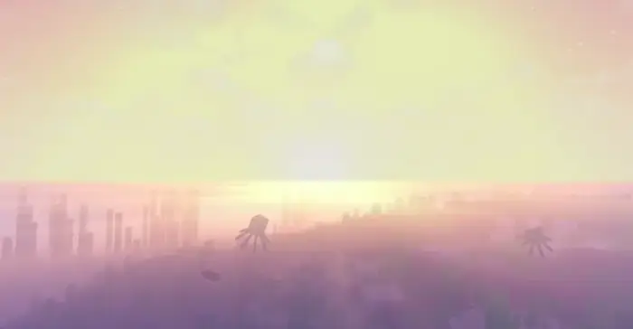 Sunset with soft lighting and water silhouettes