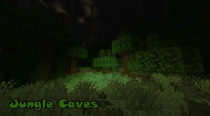 Dense pixelated jungle cave environment