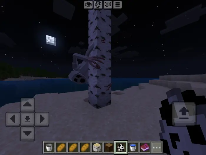 Creepy creature peeking from behind a tree