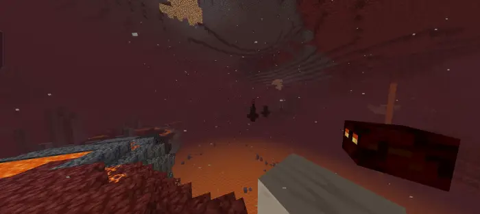 Dark entity and lava in a Nether landscape