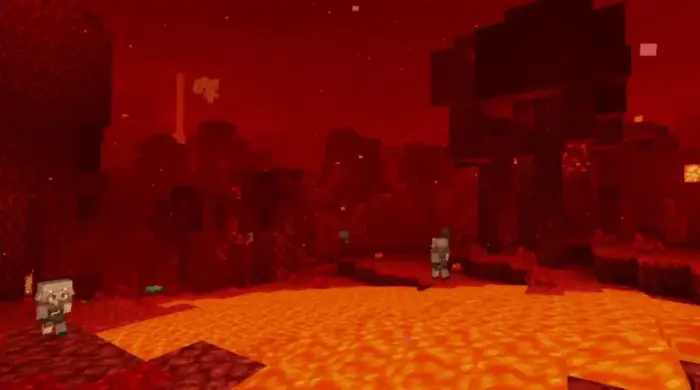 Glowing lava lake with smooth red lighting