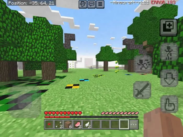 Corrupted forest with glitchy ground patches