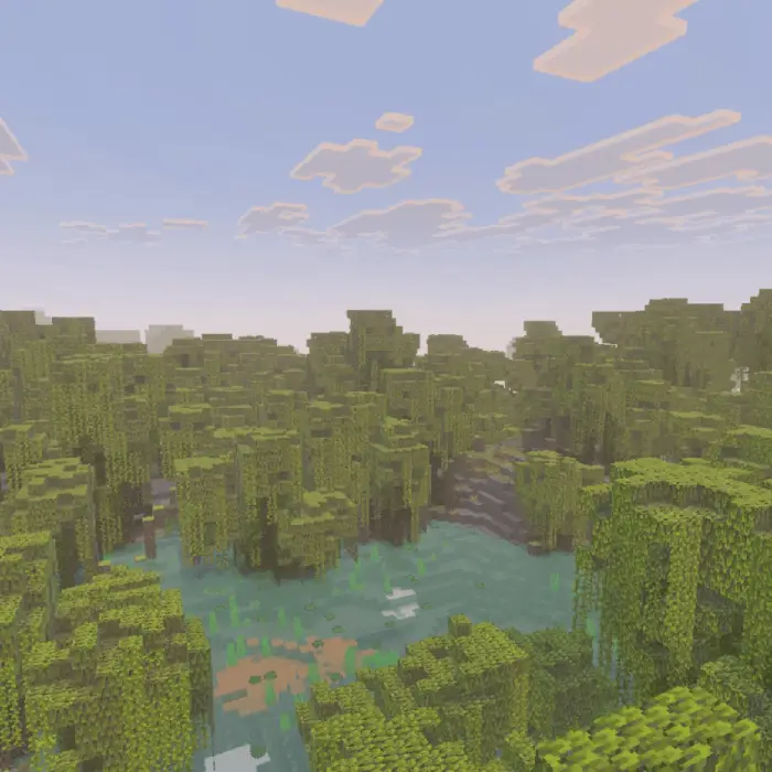 Dense mangrove forest with murky water