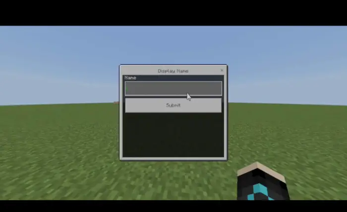 ALT Name input dialog on grassy field