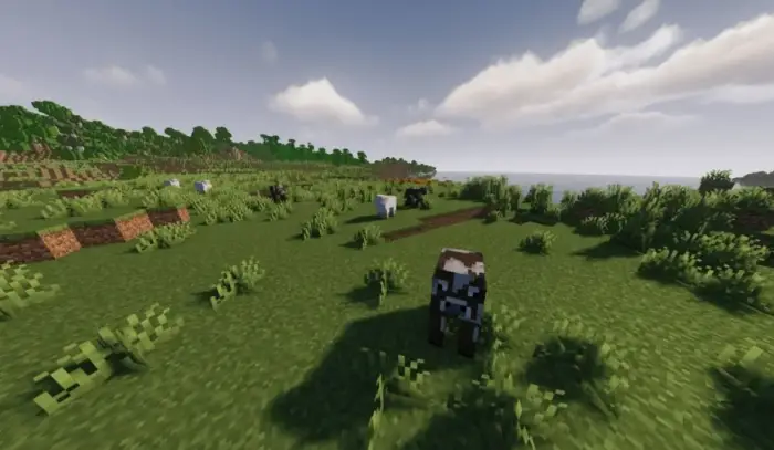 Realistic shaders on grassy plains with animals