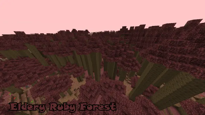 ALT Dense ruby-colored forest landscape