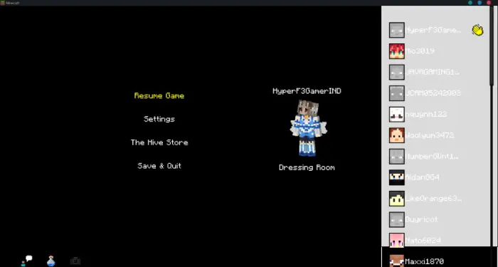 Undertale-themed menu with player list