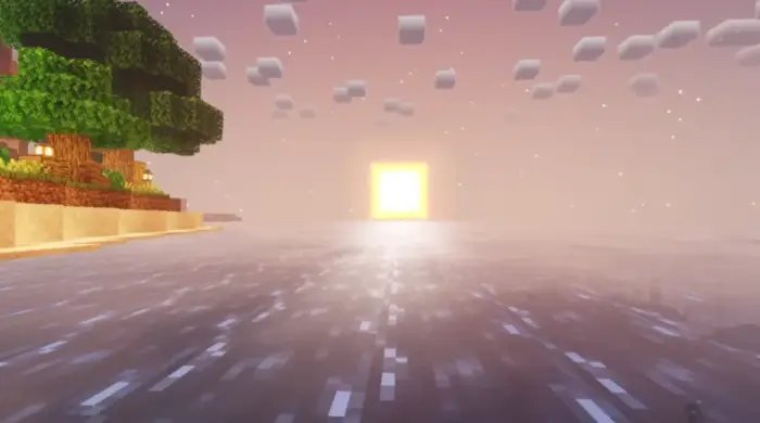 Sunset over water with soft lighting effects