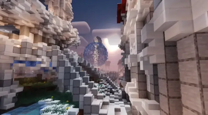 Realistic lighting and sapphire-blue sky