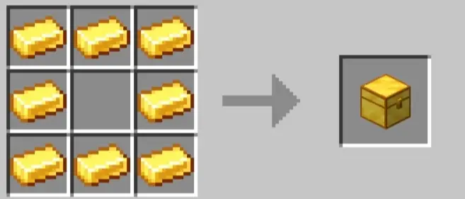 Gold ingots crafting a gold chest block