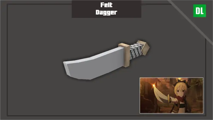 Pixelated Felt Dagger with anime reference