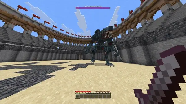 Giant alien boss battle in arena