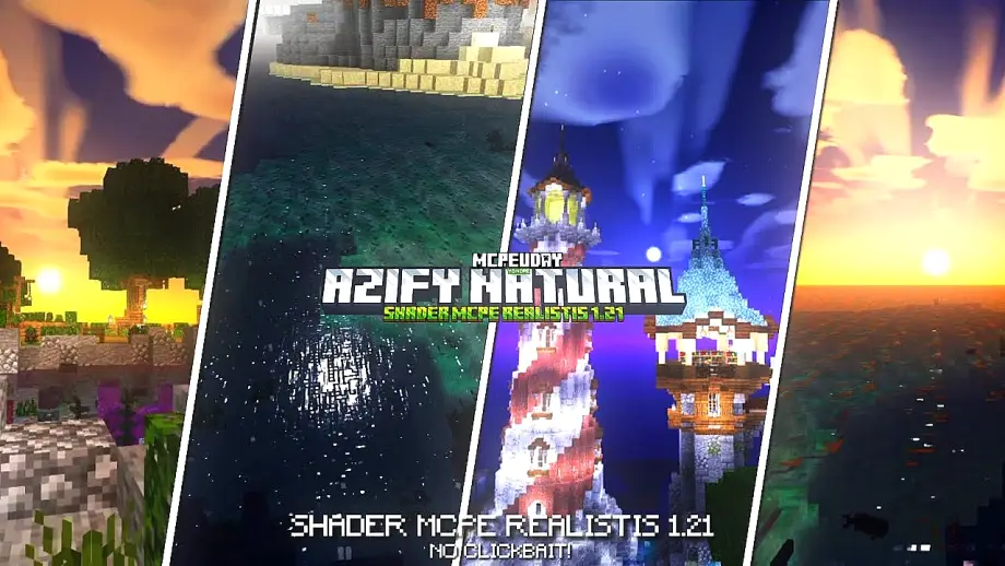 Thumbnail: AZIFY Natural Shader for Minecraft PE – Realistic Graphics, Smooth FPS & Stunning Lighting
