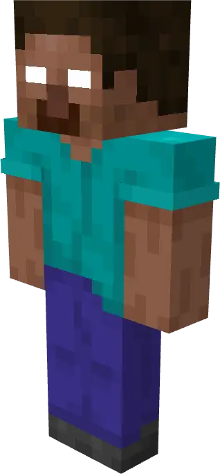 Blocky character with glowing white eyes