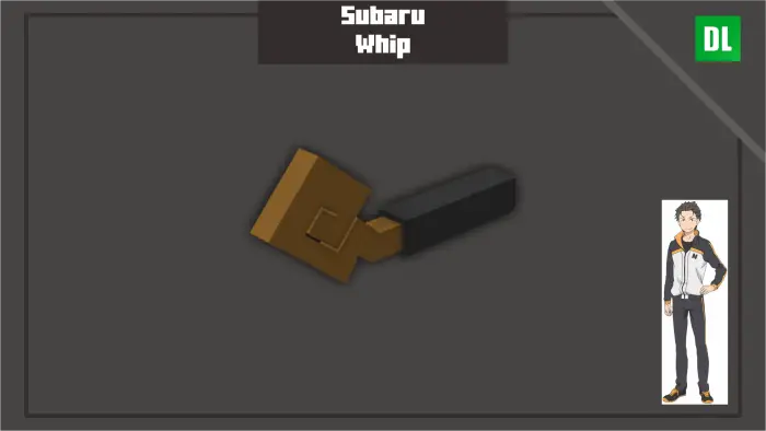 Blocky Subaru whip weapon with character art.