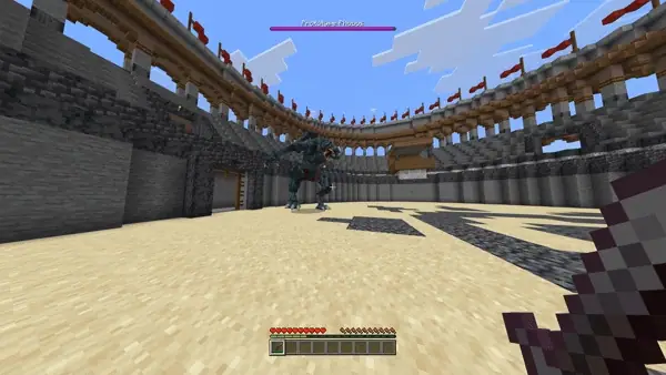 Player faces Phobos boss in arena battle