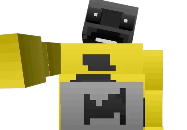 Creepy yellow Tubbybot with robotic face