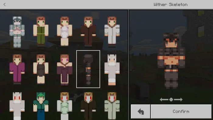 ALT Cute anime mob character skins selection