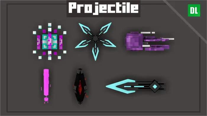 Futuristic projectile weapon designs displayed.