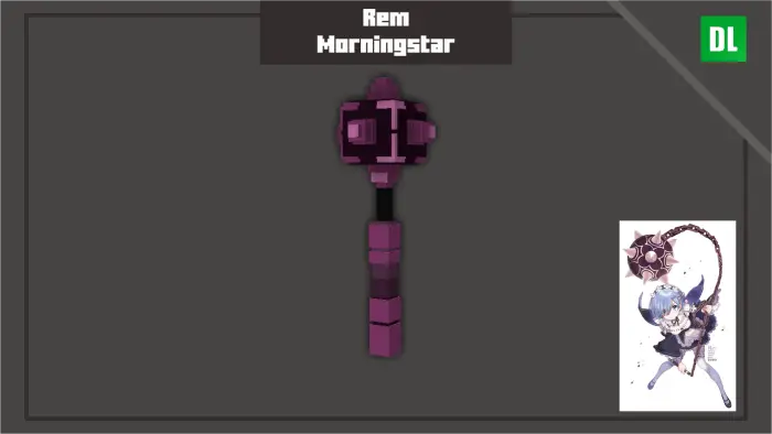 Pixelated purple morningstar weapon design