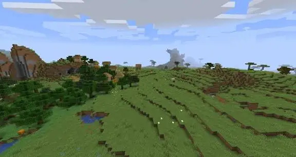 Gently rolling hills and sparse trees