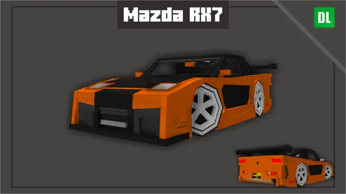 Blocky orange Mazda RX7 sports car model