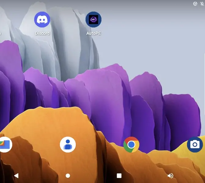 Tablet home screen with AutoPE app icon.
