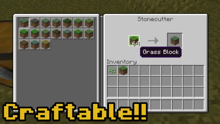 Stonecutter crafting colored grass blocks