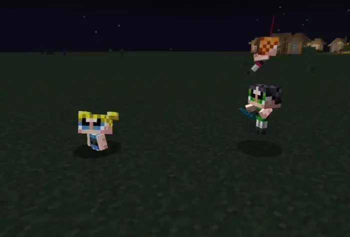 Powerpuff Girls-themed Allay reskins at night