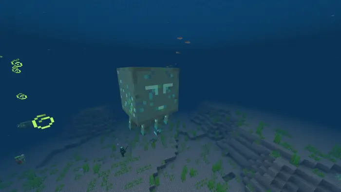 Giant glowing sea creature underwater