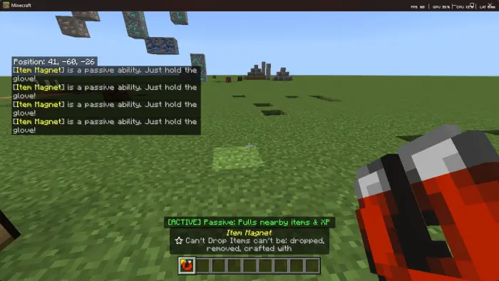 ALT Glove tool activates item magnet mode
