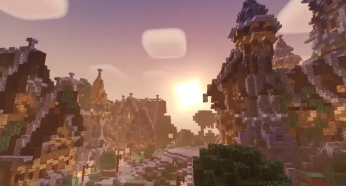 Sunset lighting and detailed village shaders