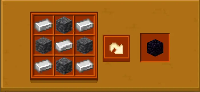 Crafting recipe for obsidian block.