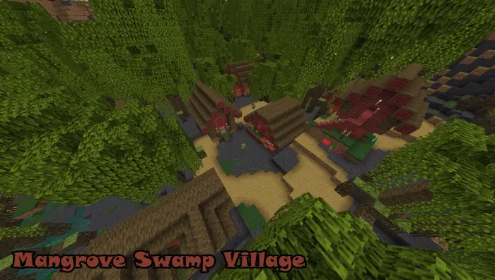 Mangrove swamp village with wooden huts