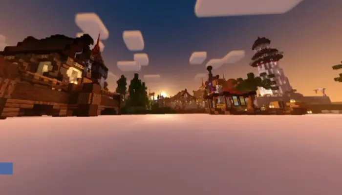 Sunset lighting with dynamic shadows and water