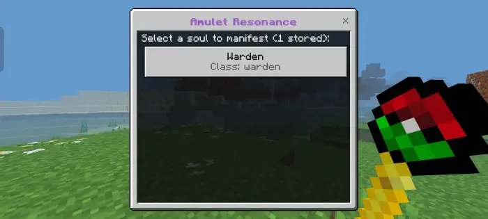 Amulet menu showing stored Warden soul
