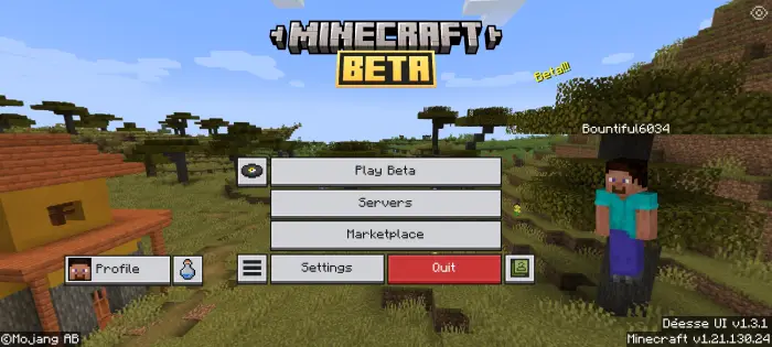 Beta edition game menu with improved UI