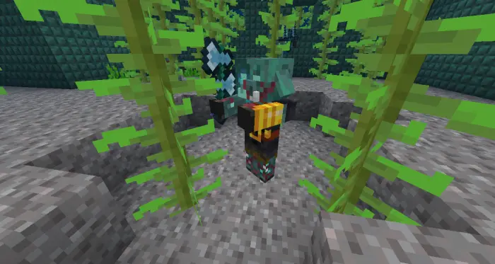 Aquatic zombie mob holding a trident