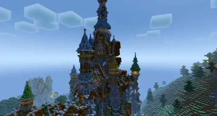 Majestic castle with enhanced lighting effects