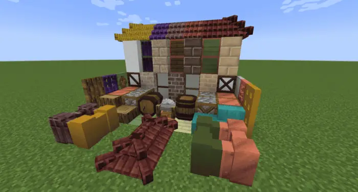 Various creative building blocks and items