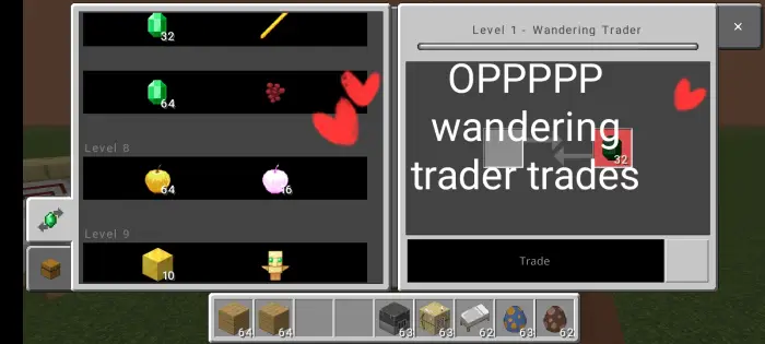 OP wandering trader trade menu with items