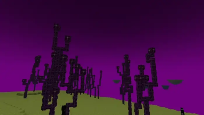 Alien landscape with glowing purple sky