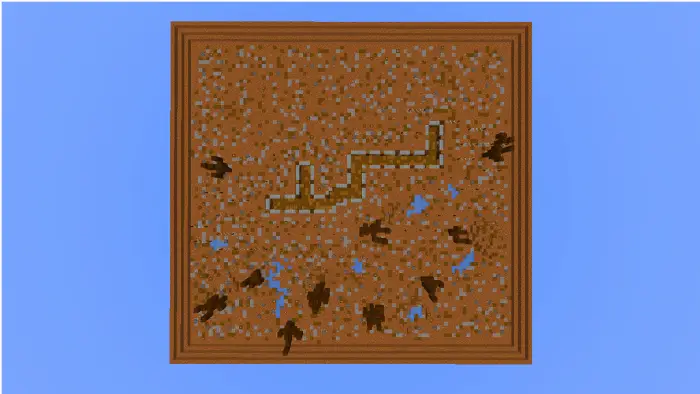 Square map with zigzag trench and craters