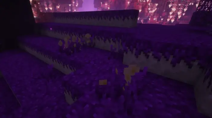 Purple biome terrain with glowing plants