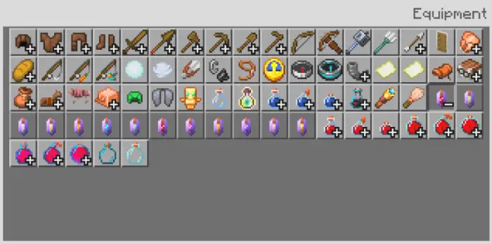 Inventory with new potions and vials