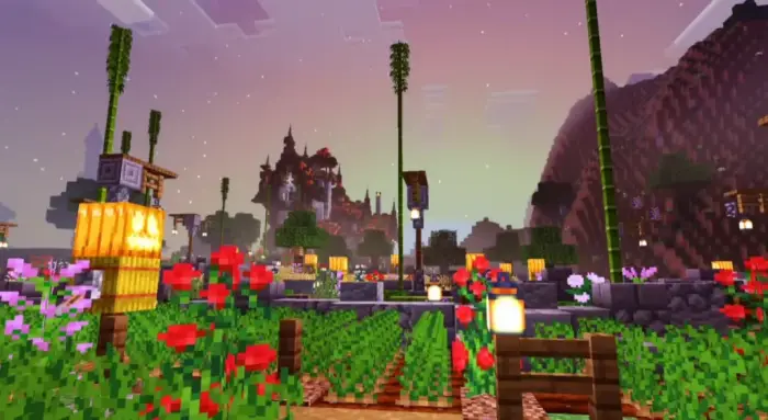 Vibrant garden scene with enhanced lighting