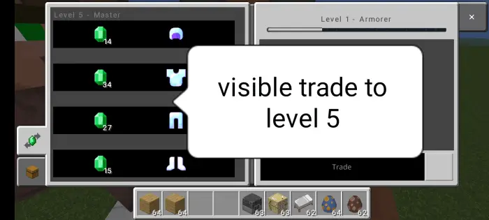 Visible villager trades up to level 5